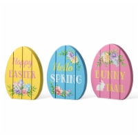 Glitzhome 7.5 H Set of Three Easter Wooden Easter Egg Table Decor