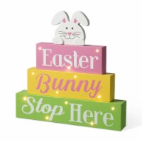 Glitzhome 12 L Easter LED Lighted Wooden Bunny Block Word Sign Perspective: Main