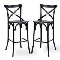 Glitzhome Set of Two Rustic Steel Barstools with Elm Wood Seat - 43 Inch High