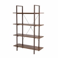 Glitzhome Metal/Wood 4-Tier Bookcases & Shelves - Walnut Melamine