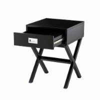 Glitzhome 21.8 Inch Height Wooden X-leg Nightstand with Drawer, Black