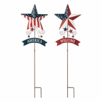 Glitzhome Set of 2 42 H Patriotic/Americana Star Yard Stake