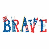 Glitzhome 43.25 L Set of 5 Patriotic/Americana BRAVE Yard Stake or Wall Decor