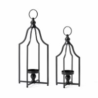 Glitzhome Set of Two Black Metal Lantern Frame Modern Farmhouse Decor(L+S)