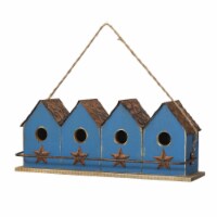 Glitzhome 17 L Retro Blue Distressed Solid Wood Birdhouse with Perch