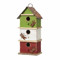 Glitzhome 13.75 H Multicolored Three-Tiered Distressed Solid Wood Birdhouse
