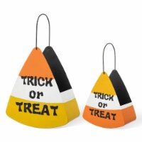 Glitzhome 13.75 Inch Tall Set of Two Halloween Metal Cutout Candy Corn Bucket