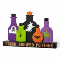 Glitzhome 14 Inch Length Halloween Wooden Poison Bottles Table decor