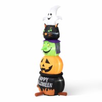 Glitzhome 8 Feet Lighted Halloween Inflatable Stacked Ghost, Black Cat, Witch & Pumpkin Decor