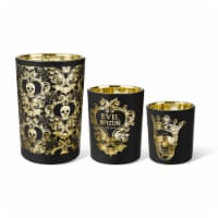 Glitzhome Set of Three Halloween Glass Votive/Pillar Candle Holders