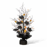 Glitzhome 21 Inch Tall Lighted Halloween Candy Corn Berries Table Tree