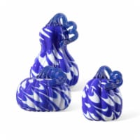 Glitzhome Set of Three Blue/White Glass Pumpkin & Gourd