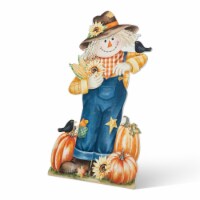 Glitzhome 30 Inch Tall Fall Wooden Painted Scarecrow Porch Decor