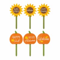 Glitzhome 15 Inch Tall Set of Three Fall Wooden Pumpkin & Sunflower Yard Stake