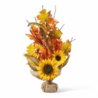 Glitzhome 21 Inch Tall Fall Sunflower Leaf Table Tree