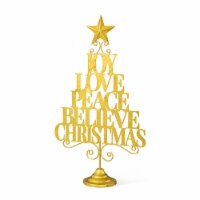 Glitzhome 18.25 Inch Tall Metal Gold Foil Christmas Table Tree