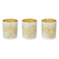 Glitzhome Set of Three Nativity Glass Votive/Pillar Candle Holders