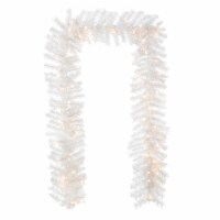 Glitzhome 9 Feet Pre-Lit White Pine Christmas Garland, with 50 Warm White Lights and Timer