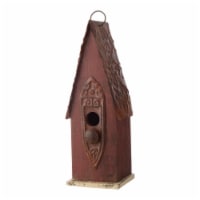 Glitzhome 13.25 H Distressed Textured Wooden Bird House, Red