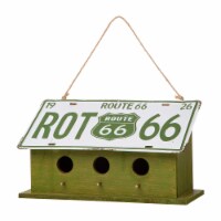 Glitzhome 14 Inches Green Licence Plates Bird House Solid Wood/Metal Crafted