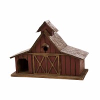 Glitzhome 20.67 L Large Bird House, Distressed Textured Red Wood Barn