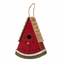 Glitzhome Watermelon Wood Bird House for Bluebird, Outdoor Hanging Birdhouse