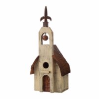 Glitzhome 16 H Distressed Textured Church Model Bird House