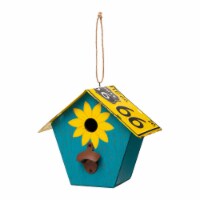 Glitzhome Light Blue Licence Plates Birdhouse for Bluebird Solid Wood/Metal Crafted