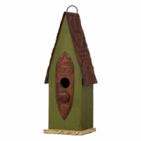 Glitzhome Rustic Wooden Bird House Garden Distressed Texture, Green