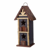 Glitzhome 12.75 H USA Patriotic Theme Wooden Bird House Distressed Textured House