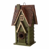 Glitzhome 11.6 H Distressed Textured Bird House, Green