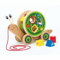 Hape Walk A Long Snail Toddler Development Wooden Push and Pull Drag Kid Toy