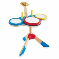 Hape Drum and Cymbal Instrument Play Set w/ 2 Drum Sticks for Kids Ages 3 and Up