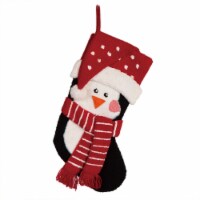 Glitzhome 19 Inch Length Hooked Stocking, 3D Penguin