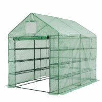 Glitzhome 47 Sq'ft Portable PVC Walk-in Greenhouse, Three Tier 9 Shelves
