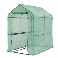 Glitzhome 24.5 Sq'ft Portable PVC Walk-in Greenhouse, Two Tier 2 Shelves