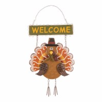 Glitzhome 18 Inch Tall Iron/Wooden Turkey Welcome Wall Decor