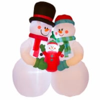 Glitzhome Lighted Inflatable Snowman Family Christmas Decor