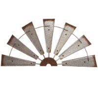 Glitzhome Rustic Farmhouse Half Round Metal Windmill Wall Decor, Country Farm Home Decoration