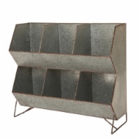 Glitzhome 24 Inch Farmhouse Galvanized Storage Shelf with 6 Bins Perspective: Main