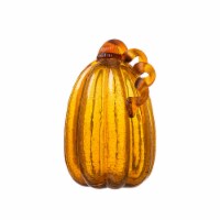 Glitzhome Amber Crackle Tall Glass Pumpkin, 5.95 Inch Diameter X 8.95 Inch Tall