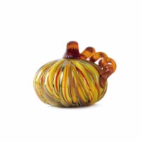 Glitzhome Tall Multi Striped Glass Short Pumpkin, 5.95 Inch Diameter X 5.00 Inch