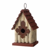 Glitzhome 9.06 H Distressed Textured Red Roof Bird House