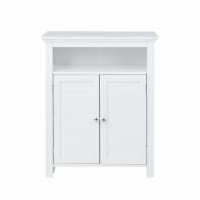 Glitzhome 32 Inch Tall Wood Floor Storage Cabinet with 2 Shutter Doors, White