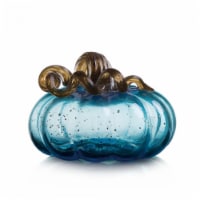 Glitzhome 6.75 Inch Diameter Blue Glass Pumpkin