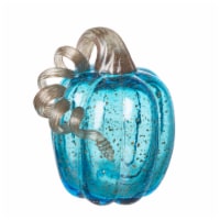 Glitzhome 6 Inch Tall Blue Glass Pumpkin