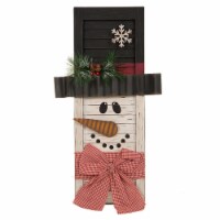 Glitzhome 22 Inch Tall Wooden Snowman Shutter Wall Decor