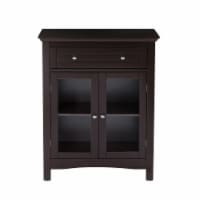 Glitzhome Shelved Floor Cabinet with Double Doors - Espresso