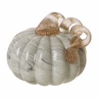 Glitzhome 5.25 Inch Diameter Gray Marble Small Short Glass Pumpkin