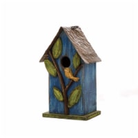 Glitzhome 9.75 Inch Washed Colored Bird House with Flower Distressed Textured Decor